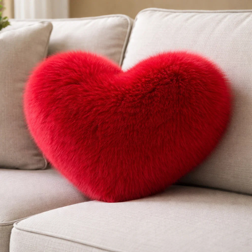 Fluffy Heart Decorative Pillow