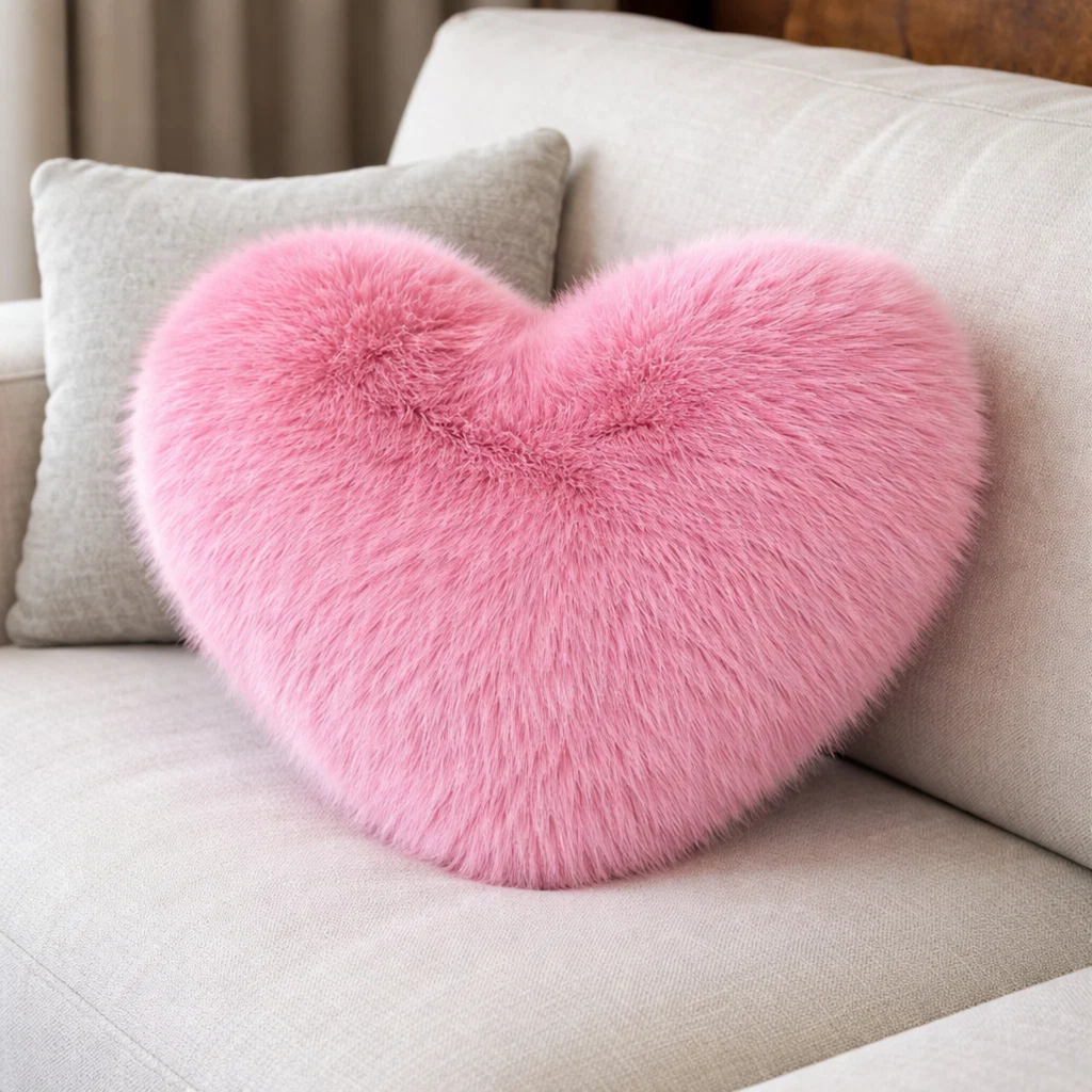 Fluffy Heart Decorative Pillow