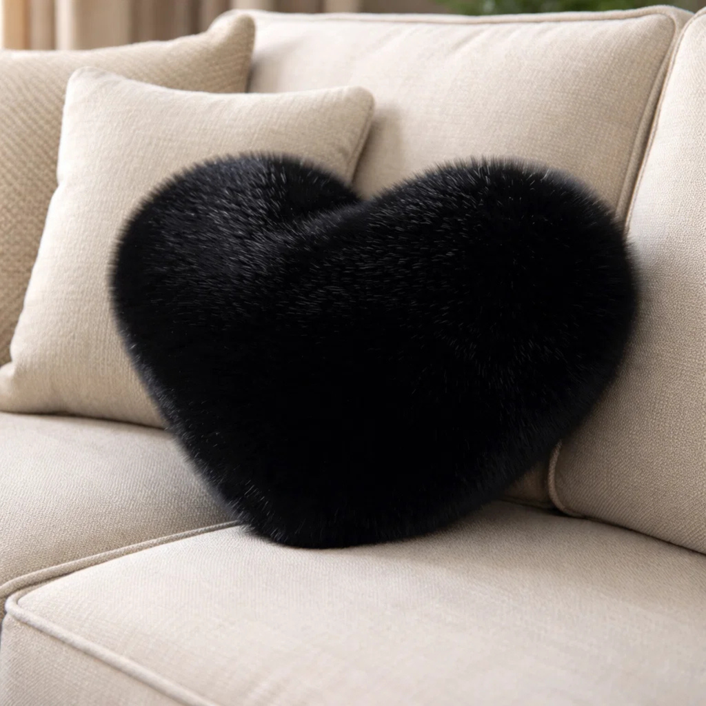 Fluffy Heart Decorative Pillow