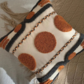 Boho Style Decorative Throw Pillow with Geometric Embroidery