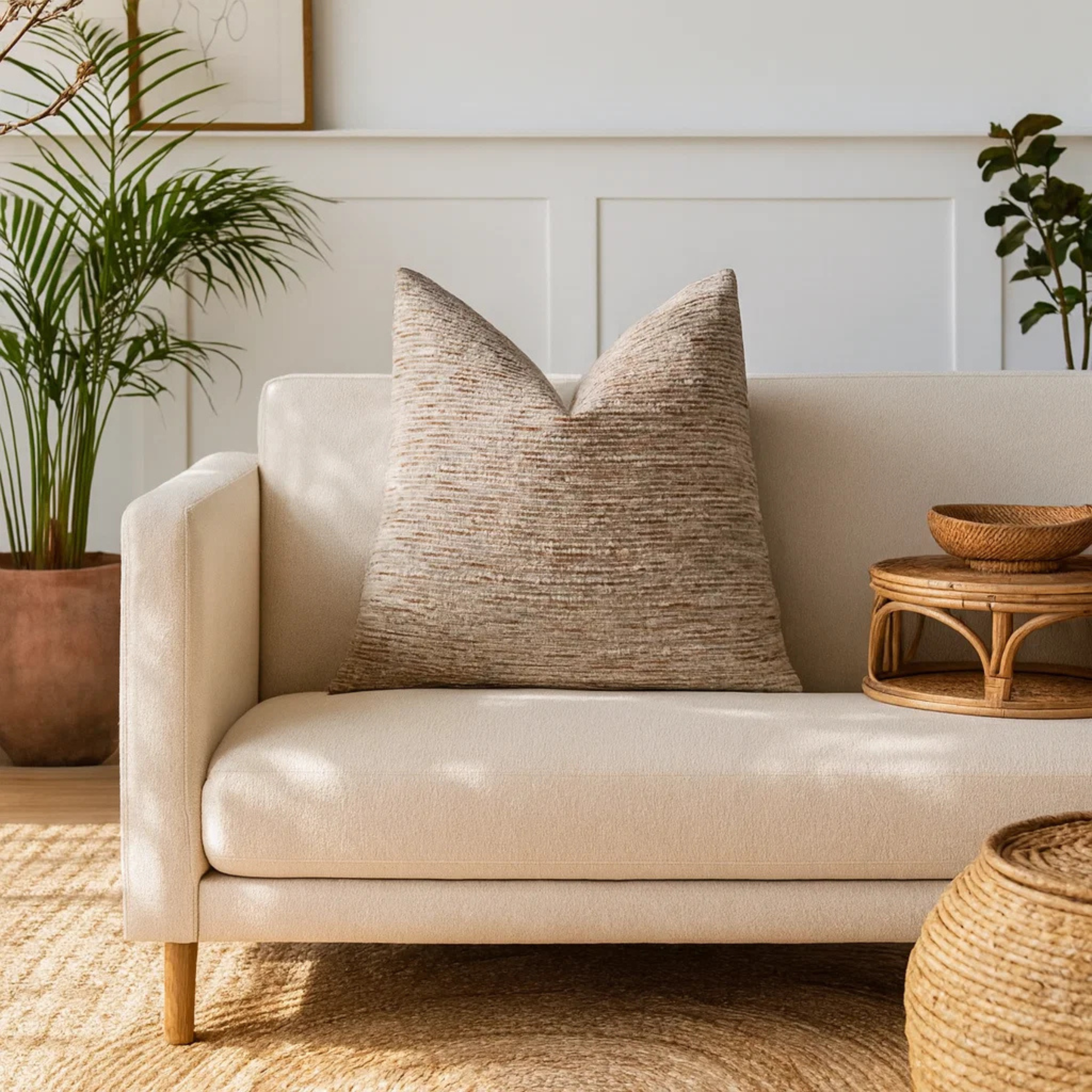 Soft Striped Chenille Throw Pillow Covers