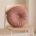 Pleated Velvet Round Throw Pillow
