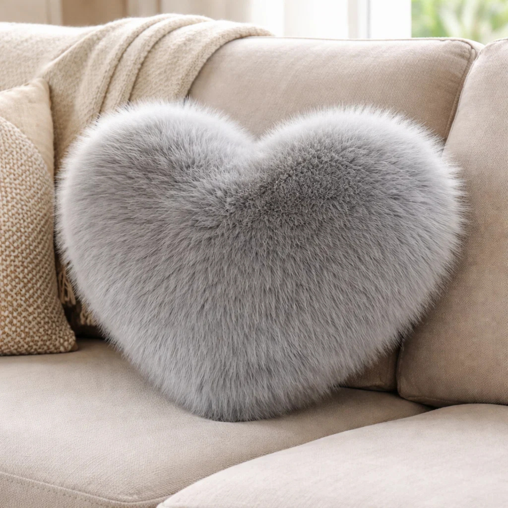 Fluffy Heart Decorative Pillow