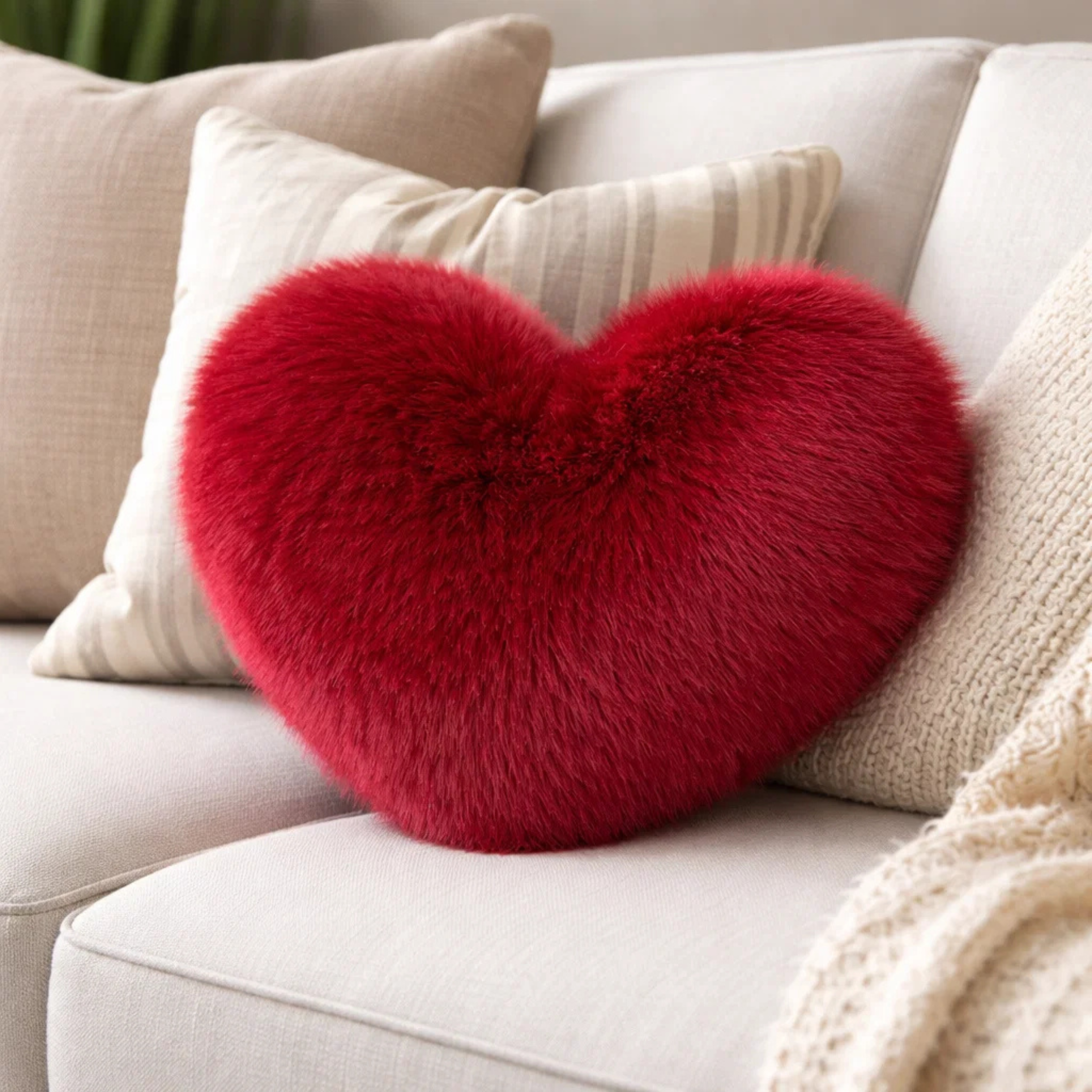 Fluffy Heart Decorative Pillow