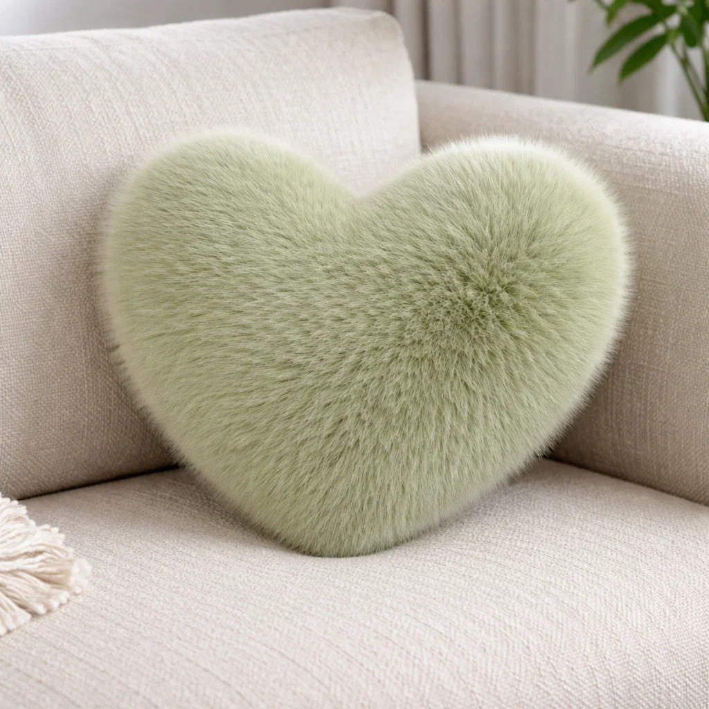Fluffy Heart Decorative Pillow