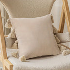 Decorative Pillow Cover Soft Velvet Boho Style with Tassels 7