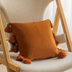 Decorative Pillow Cover Soft Velvet Boho Style with Tassels 8