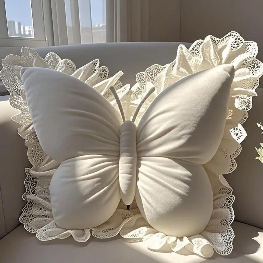 Decorative Throw Pillow 3D Butterfly Design Velvet Fabric 10