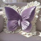 Decorative Throw Pillow 3D Butterfly Design Velvet Fabric 8