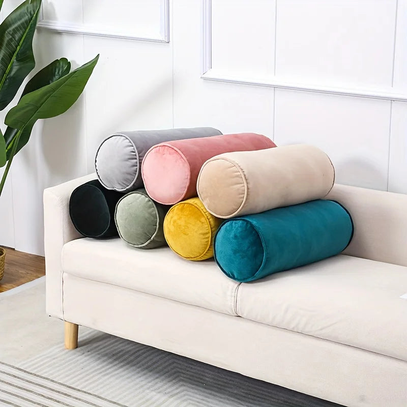 Decorative Throw Pillow Textured Cotton Fabric Cylindrical Shape 0