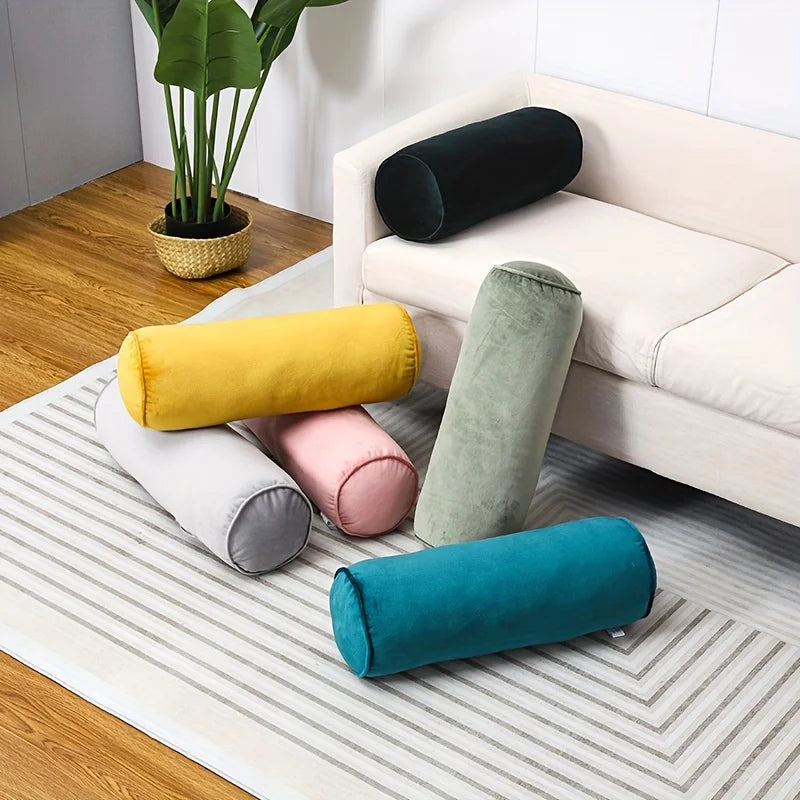 Decorative Throw Pillow Textured Cotton Fabric Cylindrical Shape 4