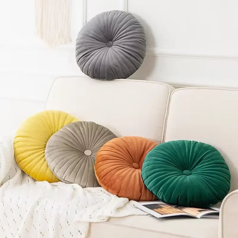 Decorative Throw Pillow Velvet Circular Design Double-Sided Soft Cushion 0