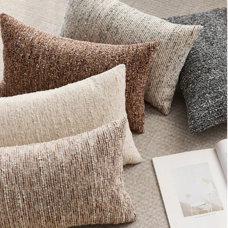 Soft Striped Chenille Throw Pillow Covers